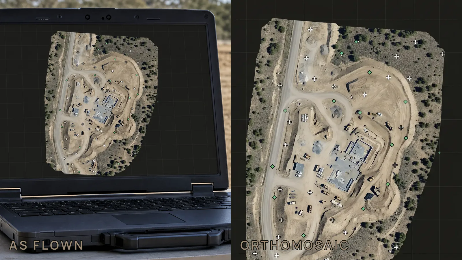 A mapped site beside the independent checkpoint test run against its data.