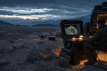 Mobile aerial-data processing lab operating in the field